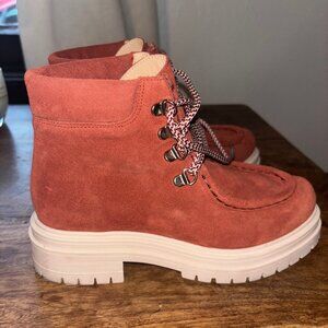 Pilcro Rust Suede Lace-Up Boots